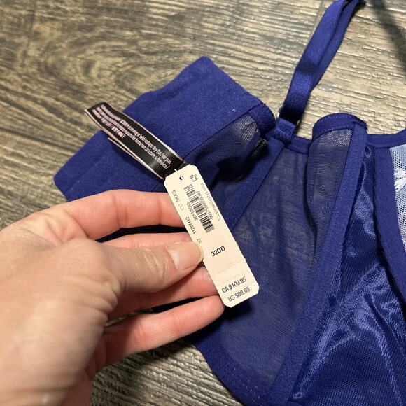 Victoria’s Secret 32DD Hummingbird Embroidery Quarter Cup Corset Top Blue Lace D - Picture 7 of 7